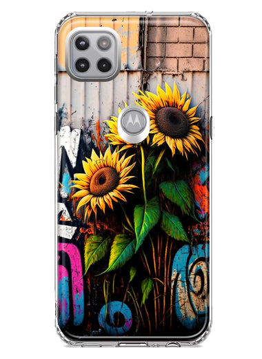 Motorola Moto One 5G Sunflowers Graffiti Painting Art Hybrid Protective Phone Case Cover