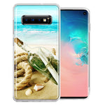 Samsung Galaxy S10 Plus Beach Message Bottle Design Double Layer Phone Case Cover