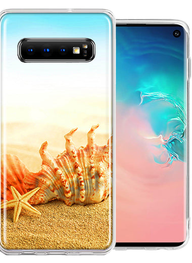 Samsung Galaxy S10 Beach Shell Design Double Layer Phone Case Cover