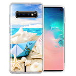 Samsung Galaxy S10 Plus Beach Paper Boat Design Double Layer Phone Case Cover