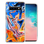 Samsung Galaxy S10 Plus Blue Orange Abstract Design Double Layer Phone Case Cover
