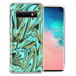 Samsung Galaxy S10 Blue Green Abstract Design Double Layer Phone Case Cover