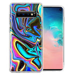 Samsung Galaxy S10 Plus Blue Paint Swirl Design Double Layer Phone Case Cover