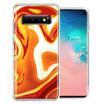 Samsung Galaxy S10 Plus Orange White Abstract Design Double Layer Phone Case Cover