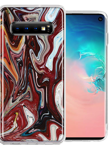 Samsung Galaxy S10 Red White Abstract Design Double Layer Phone Case Cover