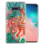Samsung Galaxy S10e Green Pink Abstract Design Double Layer Phone Case Cover