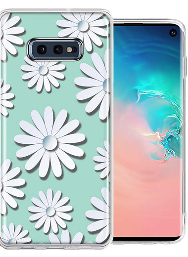 Samsung Galaxy S10e White Teal Daisies Design Double Layer Phone Case Cover