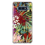 Samsung Galaxy S10e Leopard Tropical Flowers Vacation Dreams Hibiscus Floral Hybrid Protective Phone Case Cover