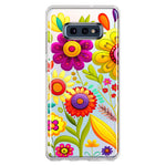 Samsung Galaxy S10e Colorful Yellow Pink Folk Style Floral Vibrant Spring Flowers Hybrid Protective Phone Case Cover