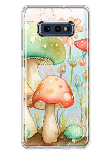Samsung Galaxy S10e Fairytale Watercolor Mushrooms Pastel Spring Flowers Floral Hybrid Protective Phone Case Cover