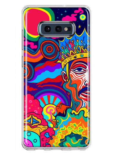 Samsung Galaxy S10e Neon Rainbow Psychedelic Indie Hippie Indie King Hybrid Protective Phone Case Cover
