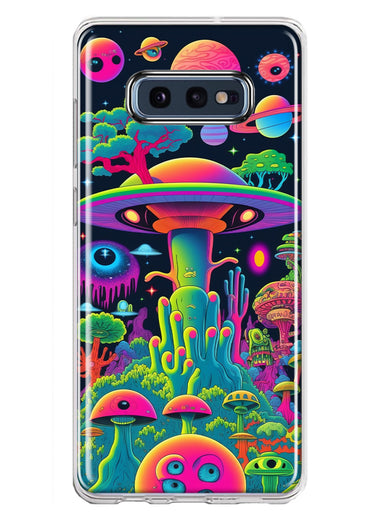 Samsung Galaxy S10e Neon Rainbow Psychedelic UFO Alien Planet Hybrid Protective Phone Case Cover