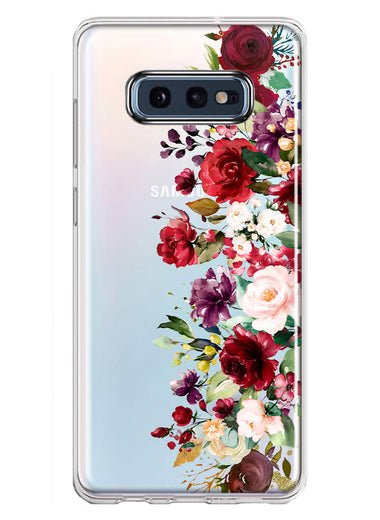 Samsung Galaxy S10e Red Summer Watercolor Floral Bouquets Ruby Flowers Hybrid Protective Phone Case Cover