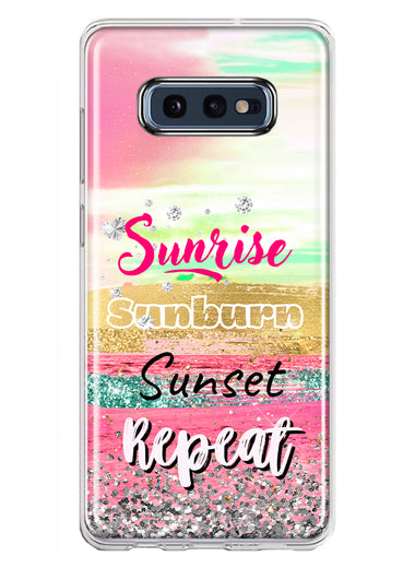 Samsung Galaxy S10e Summer Brush Strokes Sunrise Sunburn Sunset Repeat Hybrid Protective Phone Case Cover