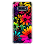 Samsung Galaxy S10e Neon Rainbow Glow Colorful Abstract Flowers Floral Hybrid Protective Phone Case Cover