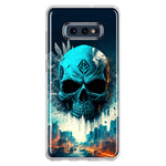 Samsung Galaxy S10e Blue Apocalypse Cyberpunk Skull Feather Double Layer Phone Case Cover