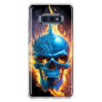 Samsung Galaxy S10e Blue Flaming Skull Burning Fire Double Layer Phone Case Cover
