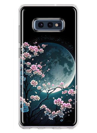 Samsung Galaxy S10e Kawaii Manga Pink Cherry Blossom Full Moon Hybrid Protective Phone Case Cover