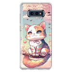 Samsung Galaxy S10e Kawaii Manga Pink Cherry Blossom Cute Cat Hybrid Protective Phone Case Cover