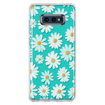 Samsung Galaxy S10e Turquoise Teal White Daisies Cute Daisy Polka Dots Double Layer Phone Case Cover