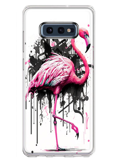 Samsung Galaxy S10e Pink Flamingo Painting Graffiti Hybrid Protective Phone Case Cover