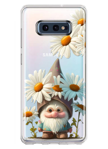 Samsung Galaxy S10e Cute Gnome White Daisy Flowers Floral Hybrid Protective Phone Case Cover