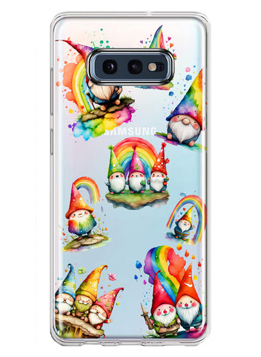 Samsung Galaxy S10e Colorful Neon Glow Rainbow Gnomes Painting Hybrid Protective Phone Case Cover