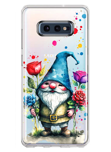 Samsung Galaxy S10e Gnome Red Purple Blue Roses Garden Hybrid Protective Phone Case Cover