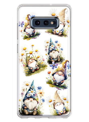 Samsung Galaxy S10e Cute White Blue Daisies Gnomes Hybrid Protective Phone Case Cover