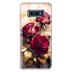 Samsung Galaxy S10e Romantic Elegant Gold Marble Red Roses Double Layer Phone Case Cover