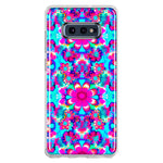 Samsung Galaxy S10e Pink Blue Vintage Hippie Tie Dye Flowers Hybrid Protective Phone Case Cover