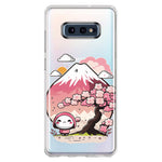 Samsung Galaxy S10e Kawaii Manga Pink Cherry Blossom Fuji Mountain Mochi Girl Hybrid Protective Phone Case Cover