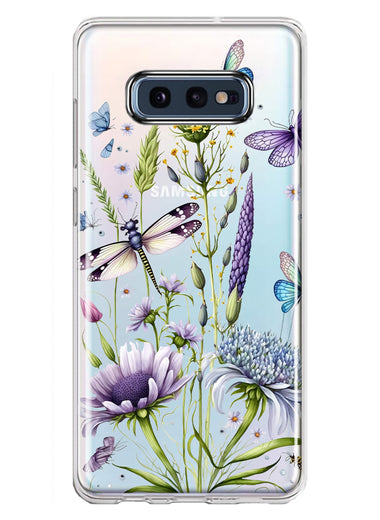 Samsung Galaxy S10e Lavender Dragonfly Butterflies Spring Flowers Hybrid Protective Phone Case Cover