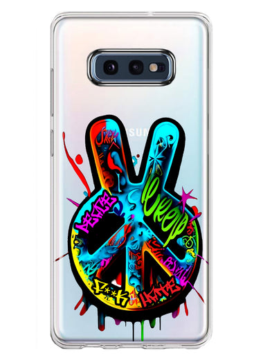 Samsung Galaxy S10e Peace Graffiti Painting Art Hybrid Protective Phone Case Cover