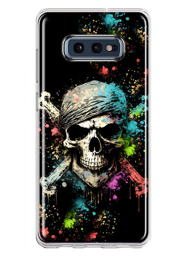 Samsung Galaxy S10e Fantasy Paint Splash Pirate Skull Hybrid Protective Phone Case Cover