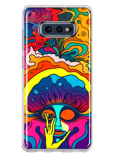Samsung Galaxy S10e Neon Rainbow Psychedelic Trippy Hippie Big Brain Hybrid Protective Phone Case Cover