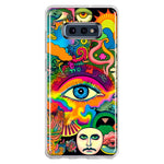 Samsung Galaxy S10e Neon Rainbow Psychedelic Trippy Hippie Multiple Eyes Hybrid Protective Phone Case Cover