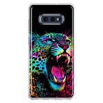 Samsung Galaxy S10e Neon Rainbow Glow Colorful Leopard Hybrid Protective Phone Case Cover