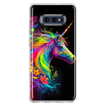 Samsung Galaxy S10e Neon Rainbow Glow Unicorn Floral Hybrid Protective Phone Case Cover