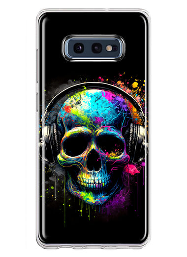 Samsung Galaxy S10e Fantasy Skull Headphone Colorful Pop Art Hybrid Protective Phone Case Cover
