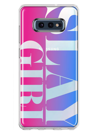 Samsung Galaxy S10e Pink Blue Clear Funny Text Quote Slay Girl Hybrid Protective Phone Case Cover