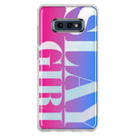 Samsung Galaxy S10e Pink Blue Clear Funny Text Quote Slay Girl Hybrid Protective Phone Case Cover
