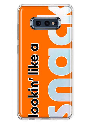 Samsung Galaxy S10e Orange Clear Funny Text Quote Snack Hybrid Protective Phone Case Cover