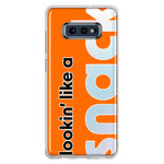 Samsung Galaxy S10e Orange Clear Funny Text Quote Snack Hybrid Protective Phone Case Cover
