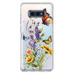Samsung Galaxy S10e Yellow Purple Spring Flowers Butterflies Floral Hybrid Protective Phone Case Cover