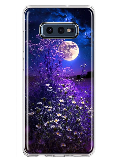 Samsung Galaxy S10e Spring Moon Night Lavender Flowers Floral Hybrid Protective Phone Case Cover