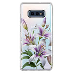 Samsung Galaxy S10e White Lavender Lily Purple Flowers Floral Hybrid Protective Phone Case Cover