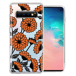 Samsung Galaxy S10 Plus Orange Chrysanthemum Flowers Design Double Layer Phone Case Cover