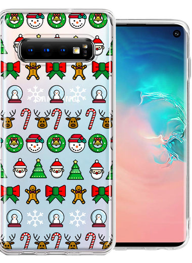 Samsung Galaxy S10 Classic Christmas Polka Dots Santa Snowman Reindeer Candy Cane Design Double Layer Phone Case Cover