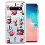 Samsung Galaxy S10 Plus Coffee Lover Valentine's Hearts Pink Drink Latte Double Layer Phone Case Cover